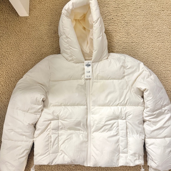 NWT White Hollister Cropped Puffer Jacket - Picture 2 of 7